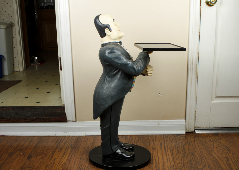 Statue of Butler Holding a Tray EBTH